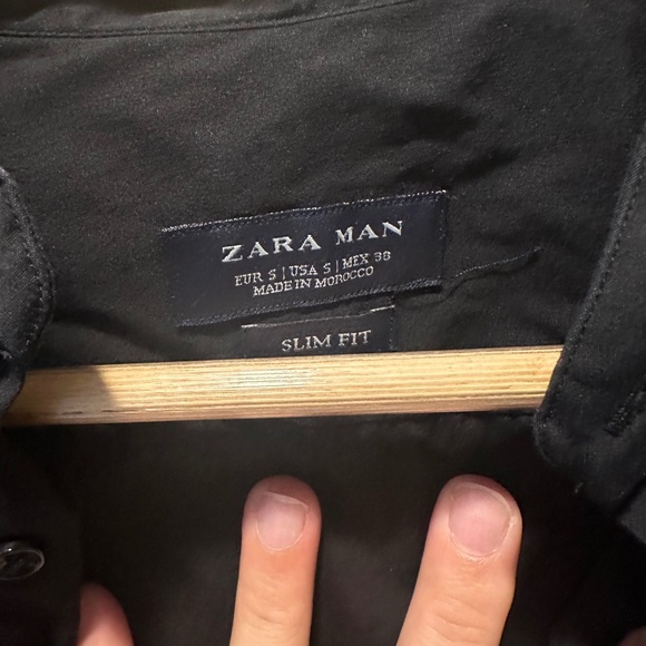 Zara half button dress shirt size small black - Picture 3 of 4